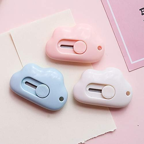 Lot de 3 coupe-lettres, mini ouvre-boîtier rétractable, mini lame de sécurité, ouvre-boîte en plastique, mini lame tranchante pour une suspension facile