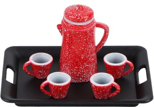 Puppenhaus Zubehör, Wichtel Zubehör Vintage Kaffeegeschirr, Miniatur Vintage Porzellan Kaffee Teeservice Geschirr 1/12 Wichtel Zubehör Puppenhaus Weihnachten Miniatur Küche Wohnzimmer Zubehör 6 Set