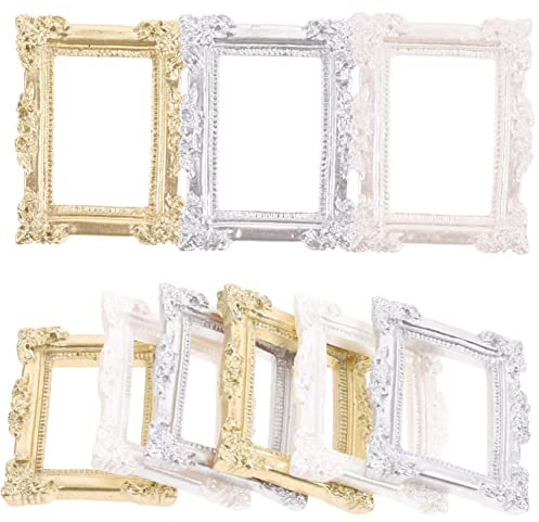 PRETYZOOM 9stücke Teiliges Mini Vintage Fotorahmen Resin Dekoration Für Handyhüllen Und Miniaturhäuser Retro Blumenmuster Handgefertigte Baumaterialien