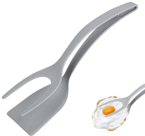 2 in 1 Egg Flipper Spatula, Grip and Flip Cooking Turners Tongs for French Toast Pancakes Fish Omelet, Kitchen Fried Eggs Making Tool for Cook Cooking Enthusiasts