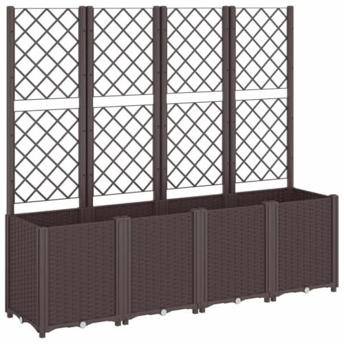 vidaXL Pflanzkübel mit Rankgitter Braun 160x40x140 cm PP