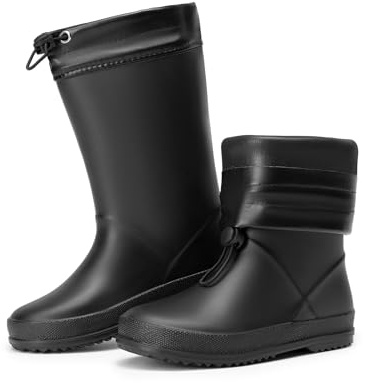 DREAM PAIRS KIDS Lightweight Wellies | Waterproof Rainy Play, Adjustable Drawstring Secure, Grippy Wet Ground, Round Toe Comfort
