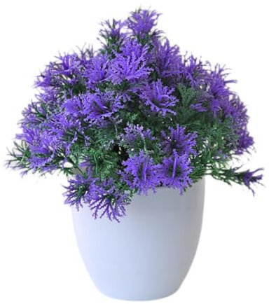 Künstliche Bonsai-Tischdekoration, Kunstpflanze im Topf, Simulationspflanzen, Topfblume für Regale zu Hause, Innentisch, Bauernhaus, LILA