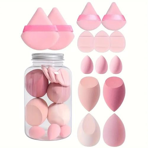 14-teiliges Make-up- Set, Foundation Blending Beauty Sponge, Mit 7 Puderquasten Und 7 Schwämmen, Make-Up Einstellung Dreieck Foundation Pads, Beauty Eier, Für Nass-Trocken-Make Up Werkzeug