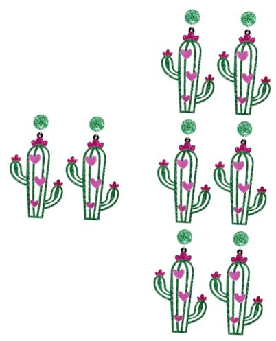 VALICLUD 4pares Pendientes De Cactus Diseño De Flores Aretes De Doble Colgante Para Mujeres Joyería De Festival y Playa Accesorios Bohemios
