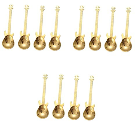 Amosfun 12 Pièces cuillères à café accessoires de cuisine cuillères en or pour le café à expresso de guitare vaisselle de cuisine cuillère à mélanger le Golden