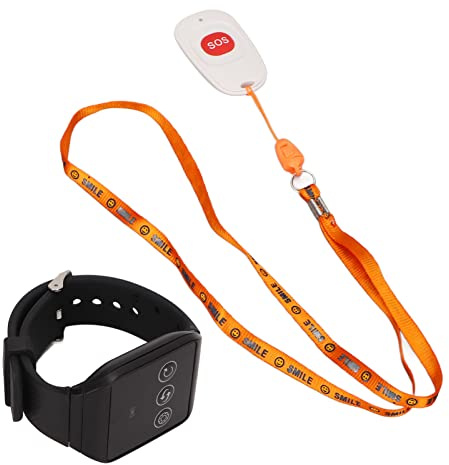 Sistemas de Llamada Inteligente Inalámbrico para Cuidadores, Botón Transmisor SOS, Buscapersonas para Pacientes Mayores, 1 Botón de Reloj, 1 Receptor, Luz Intermitente, Vibración