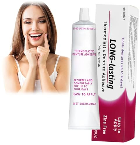 Thermoplastic Denture Adhesive,Denture Adhesive,Comfortable Non-Glue Dentu/re Adhes/ive Cream,Long Holding Dentu/re Reliner,Convenient Dental Glue for Teeth,Improves Dentur/e Fit,Comfort and Stability