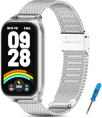 BDIG Metallarmband kompatibelt med Xiaomi Smart Band 9 Active och Redmi Smart Band 3 Damarmband, dubbla magnetiska armband