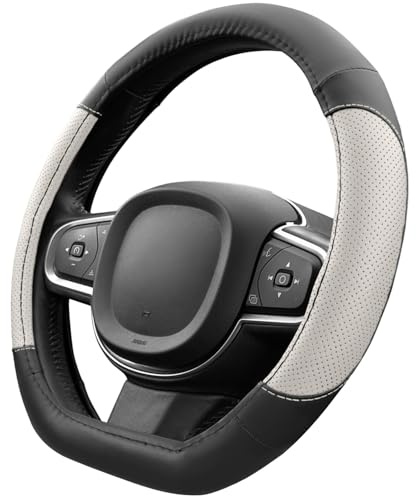 Upgrade4cars D-Form Lenkradbezug Weiß Lenkradhülle Universal Lenkradschutz | Passend für die meisten Fahrzeuge | Schützt Ihr Lenkrad vor Abnutzung | Sommer & Winter | erprobte Qualität