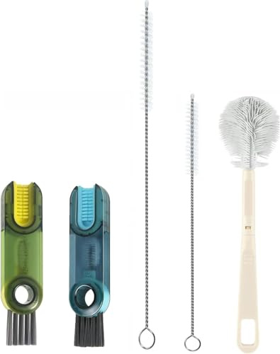 3-in-1 Cup Lid Cleaning Brush Set, 25 cm/9.8-inch Straw Cleaner Brush, Baby Bottle Brush, Water Bottle Cleaning Set, Multi-Purpose Cleaning Brushes, Extra-Long Straw Cleaning Brush (Green，Blue)