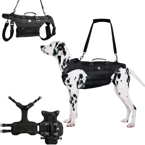 KAJILE Taktisches Ganzkörper- Hundegeschirr Schwarz,M | Verbesserter Ganzkörperbezug,robust langlebig,für Arbeitshunde,Outdoor, Rettungseinsätze,Training,Wandern