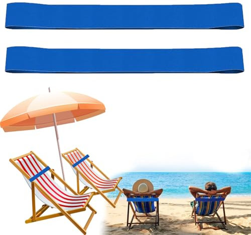 AUCANNIO Lot de 2 bandes élastiques pour serviette de plage, piscine et chaises de croisière, meilleurs clips pour serviette de chaise de plage, sangles coupe-vent pour chaise longue (bleu)
