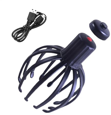Octopus Head Massager Scalp, 2025 Neu Elektrisches Kopfmassagegerät, Kopfmassage Spinne mit 12 Fingern Kopfhaut-Massagegerät Massagespinne Elektrischer Kopfkrauler Kopfkratzer, Kopfhaut Massage Kamm