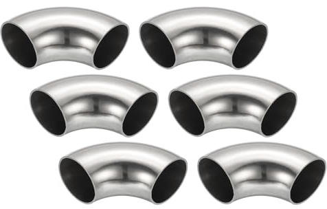 PATIKIL 6 piezas codo curvado con mandril 90 grados, codo para escape 38mm diámetro externo, conector para tuberías escape, acero inoxidable 304 para tubos escape barandillas escalera HVAC
