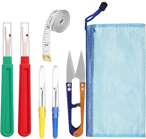 TANSAR Set di 6 separatori per cuciture, grandi e piccole, con cappuccio protettivo, accessori per cucire per macchina da cucire, separatore per cuciture, seam ripper con forbici da taglio