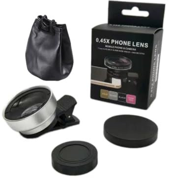 Lonrtesw Obiettivo Fotocamera Telefono 0,45X Ultra Grandangolare + Obiettivo Macro 12,5X Obiettivo Fotocamera Clip-On Universale per La Maggior Parte degli Smartphone