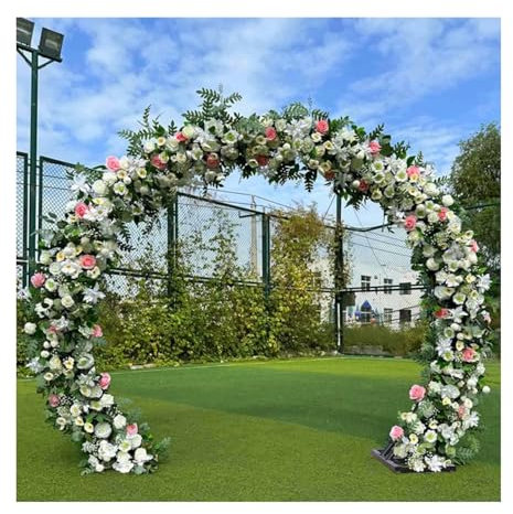 DECAKE Outdoor Garden Arches and Arbors Round Wedding Arches for Ceremony Roses Climbing Plants Pergola Garden Arch Trellis Backdrop Stand(Black,2.6x3.0m/8.5x9.8ft)