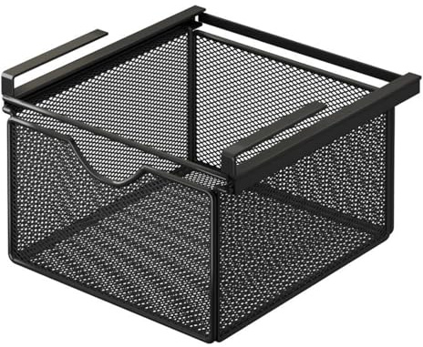 F Fityle Tiroir Coulissant Suspendu, Étagère Métallique, Panier Organisateur, Conteneur Polyvalent, Pratique sous l'Armoire, Tiroir Suspendu pour Bureau, Armoire et Étagères, M