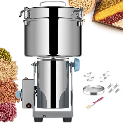 Commercial Machine,High-Speed Electric Grain Grinder Mill Stainless Steel for Commercial Spice Grinder Pulverizer for Dried Cereals Grains Spices Herbs Gift for Mom/Wife,2000g