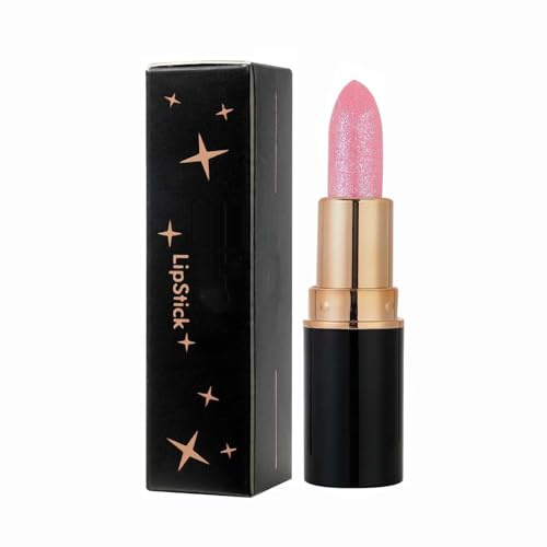Barra de labios Dreamy Glitter para mujeres, 6 colores barra de labios brillante hidratante, 24 horas duradera resistente al agua a prueba de manchas brillo de labios, brillo fino reluciente (rosa