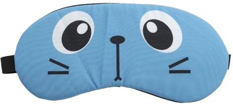 CAPASTEC Schlafmaske Hellblau 1 Stück Reise Lichtblockierend | Cartoon Katze, 19 X 9.5 Cm, Verstellbare Elastische Bänder, Nickerchen, Zug Und Flugzeug, Lichtblockierend