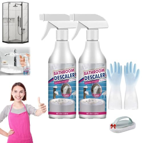 Bathroom Descaler Foam Cleaners Spray, Jue Fish Bathroom Descaler, Stubborn Stains Cleaner, All Purpose Rinse Cleaning Foams Spray, Bathrooms Descalers Cleaners (2)