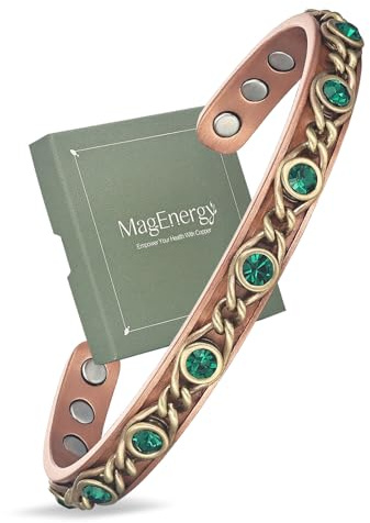 MagEnergy Copper Bracelet for Women,Twisted & Harmmered Magnetic Bracelet