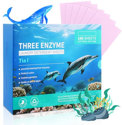 ComPDCVD Lessive en Feuilles parfum océan Jusqu’à 100 lavages Hypoallergéniques biodégradables et sans plastique Lessive complète pour linge blanc et coloré idéale pour le voyage et gain de place