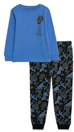 Marks & Spencer Minecraft™ Kinder Jungen Reine Baumwolle Schlafanzug | Ärmellänge: Cap-Ärmel, Rundhalsausschnitt, Zum Reinschlüpfen, Leicht