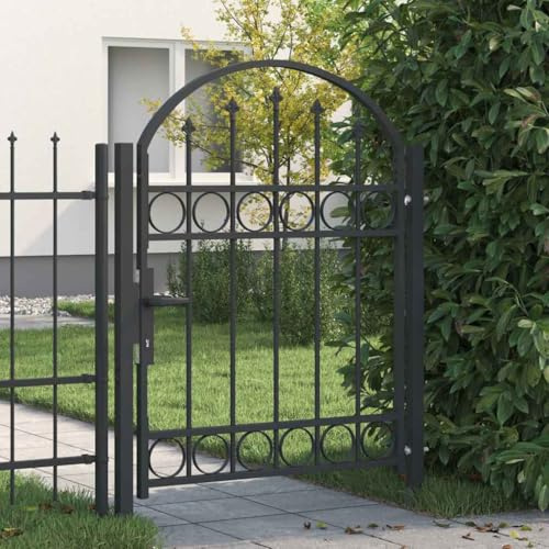 Clôture de jardin pour l'extérieur, porte de clôture, grise, 100 x 125 cm, en acier revêtu par pulvérisation, pour cours, parcs