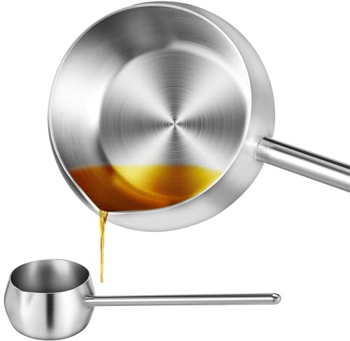 ELAYARD Mestolo per Olio in Acciaio Inox 304 da 280 Ml con Manico lungo Ergonomico, Cucchiaio Multiuso Resistente All’usura per Cucina, Ristoranti e Mense