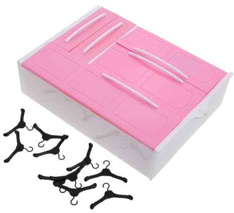 TOBBOMEY Armario para Muñecas 30 Cm con 10 Perchas Curvadas Mueble Organizador de Ropa de Muñecas Colores Surtidos Adecuado y Juegos Infantiles