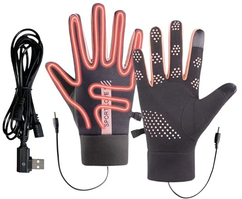 Guantes eléctricos con calefacción – Calentador USB de 3 ajustes, resistente al viento, ajustable, ropa de trabajo térmica para clima frío, equipo de senderismo, escalada, calentador de invierno