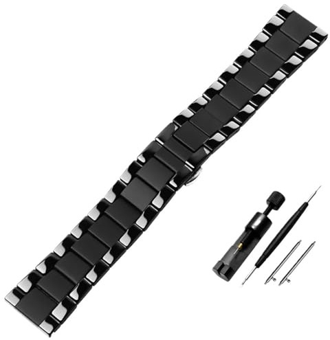 Svart keramiskt klockband 16 mm 18 mm 20 mm 22 mm Snabbkopplingsrem Utsättningsspänne Armband for kvinnor män(2 Black,18mm)