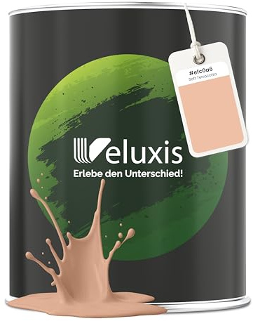 Veluxis® Peinture murale rouge premium pour intérieur - 1 litre, classe de couverture 1, sans traces, anti-gouttes, écologique, sans COV - (Soft Terracotta)