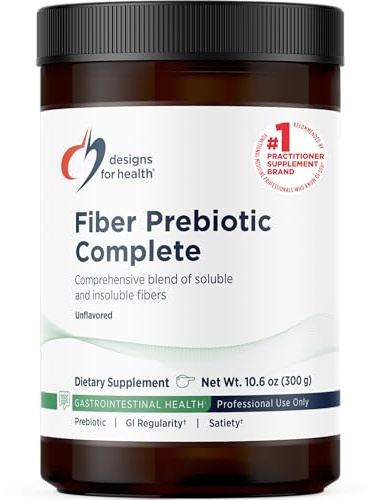 Designs for Health Fiber Prebiotic Complete - 12 Digestive Fiber Blend Powder Supplement w/Psyllium Husk, Flax + Apple Pectin - Prebiotic Gut Support, Unflavored + Unsweetened (30 Servings / 300g)