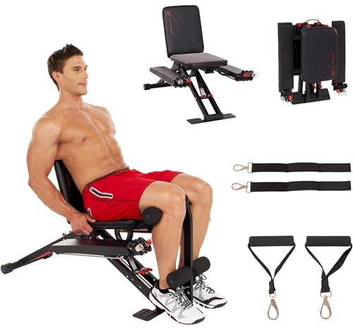 TOTAL FLEX L Folding Weight Bench & Exercise Bench Press Rack - Fitness Bänke, Gym Bench for Home, Workout Bench - Multi Gym Krafttrainingsgeräte, Pilates Geräte, Portable Gym Equipment