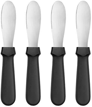 New Star Foodservice 43013 Plastic Handle Butter Spreader, 8.75-Inch, Black, Set of 4