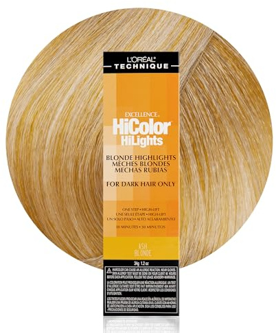 L'Oréal Technique HiColor Blonde HiLights Permanent Hair Color for Dark Hair - Intense Blonde Highlights, No Pre-Lightening Required, No-Drip Creme, Quick Processing Time, Ash Blnd