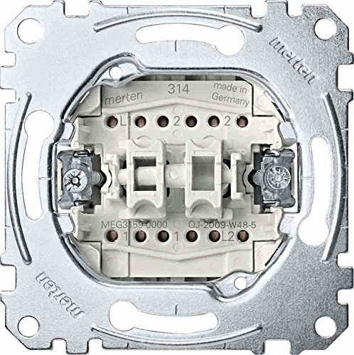Merten MEG3159-0000 Doppeltaster-Einsatz, 2 Wechsel 1-polig, 10 A, AC 250 V, Steckklemmen