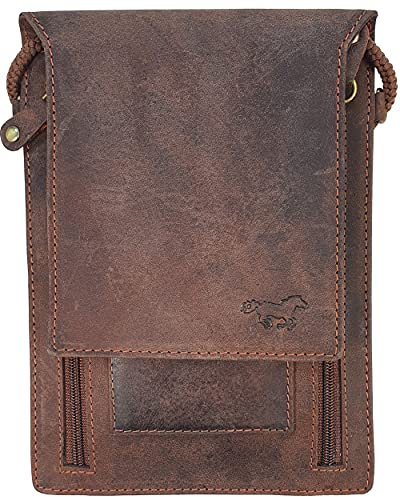 Safekeeepers Brustbeutel aus Leder - Brusttasche, Reisepass Tasche - Reisegeldbeutel, Reiseorganizer Herren Damen - Hunter Braun