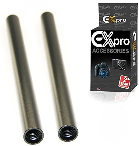 Ex-Pro® 15mm Rail Rod Black Aluminium Alloy 30cm 12 - Pack of 2