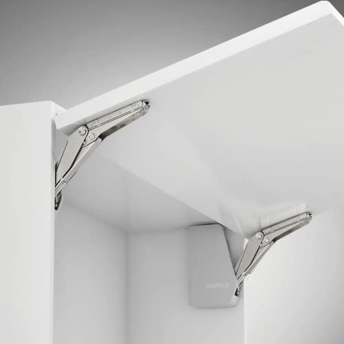 Gedotec Hochschwenkbeschlag Schrank Klappenbeschlag Küche Klappenhalter Free Flap 1.7 | Modell C 2,7-14,7 kg | Möbelbeschläge Komplett Set weiß | 1 Garnitur - Klappenscharnier für einteilige Klappen