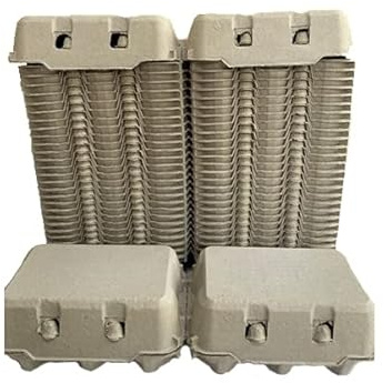 HAPPY CHICKENS 50 HALF DOZEN ECONOMY 'FLAT TOP' EGG BOXES SUITABLE FOR LABELS UP TO LRG EGGS
