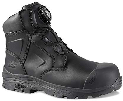 Rock Fall Dolomite Safety Boot FibreGlass Toe Cap Safety Boot Black Unisex, Waterproof and BOA Dial Lacing Safety Boots, SRC Slip Rated Work UK 5