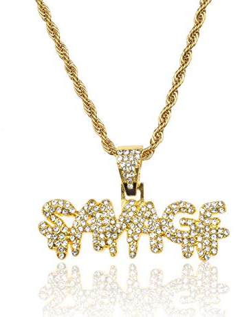 Halukakah Goldkette mit Blasenbuchstabe King/Gang/Trap/Savage,Diamant Halskette für Männer 18 Karat Echtvergoldung/Platin Weißgold mit Seilkette 60cm/Tenniskette 50cm Kostenlose Geschenkbox