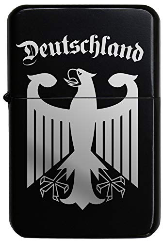 Pixelstudio Deutschland Feuerzeug mit Gravur Wappen Adler Geschenk Männer Frauen Fußball Fans Sturmfeuerzeug Benzinfeuerzeug