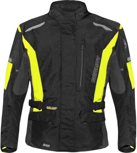 Germot Aron impermeabile Bambini Moto Giacca Tessile, nero/neon, 152
