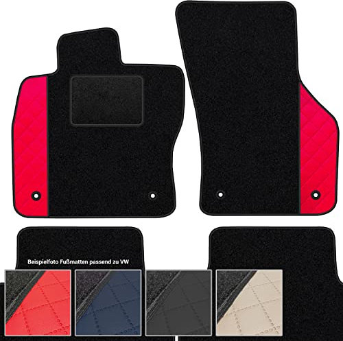 moto-MOLTICO Fußmatten Auto Velours Autoteppiche Schwarz Automatten Set 4-teilig - Auffälliges Design - passend für VW Touran 2003-2015 5 Personen (Rotes Muster)